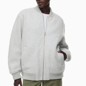 Aritzia Wilfred Gray Wool Oversized Bomber Jacket